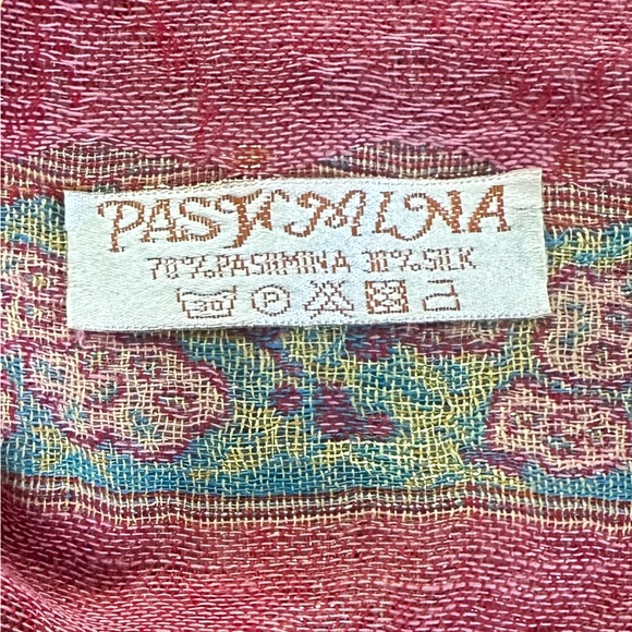 Peacock Reversible Pashmina Silk Large   Scarf Wrap Shawl Pink Mint - Picture 3 of 15